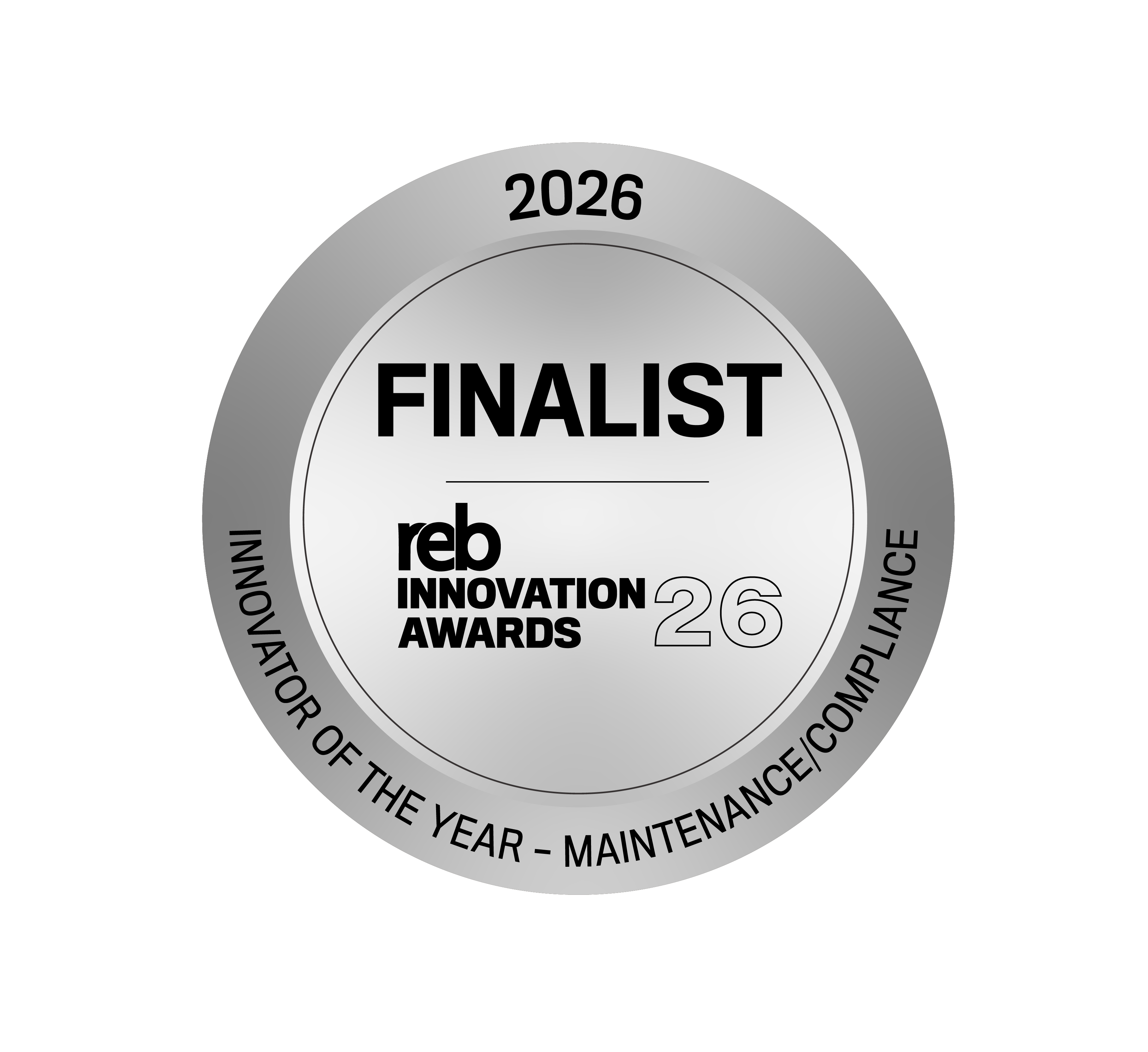 REB Innovation Awards 2026 Finalist badge, Innovator of the Year, Maintenance and Compliance